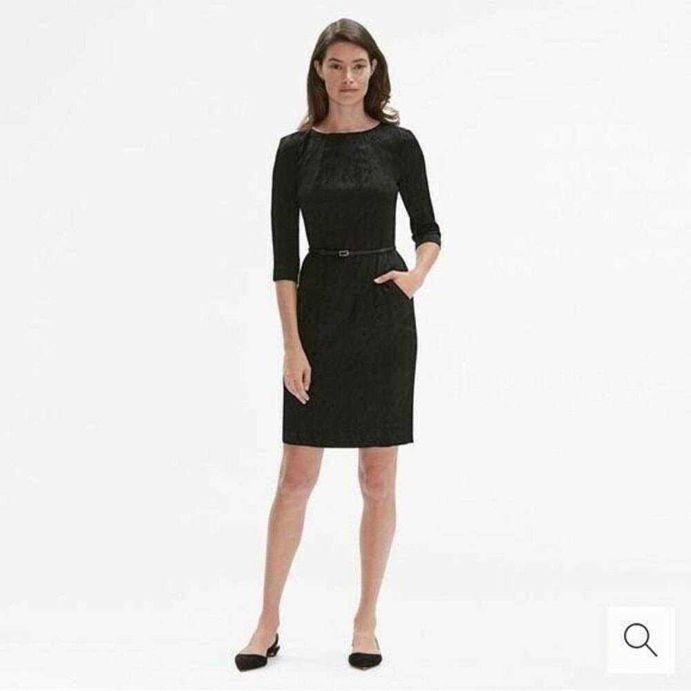 NEW MM LAFLEUR Black Etsuko Satin Jacquard Dress Women's Size 8